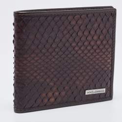 Dolce & Gabbana Dark Brown Snakeskin Bifold Wallet