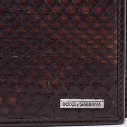 Dolce & Gabbana Dark Brown Snakeskin Bifold Wallet