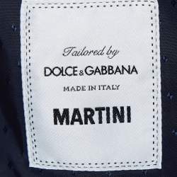 Pre Owned Dolce & Gabbana Blue Jacquard Single Breasted Pants Suit XXXL