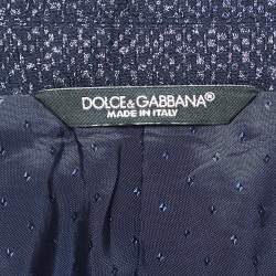 Pre Owned Dolce & Gabbana Blue Jacquard Single Breasted Pants Suit XXXL