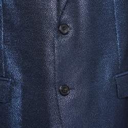 Pre Owned Dolce & Gabbana Blue Jacquard Single Breasted Pants Suit XXXL