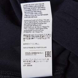 Pre Owned Dolce & Gabbana Navy Blue Metal Logo Applique Jersey T-Shirt XS