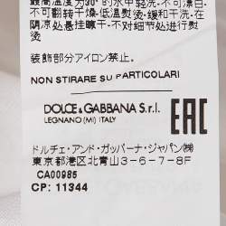 Pre Owned Dolce & Gabbana White Logo Applique Jersey V-Neck T-Shirt 5XL