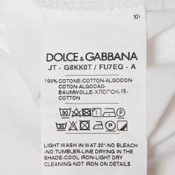Pre Owned Dolce & Gabbana White Logo Applique Jersey V-Neck T-Shirt 5XL