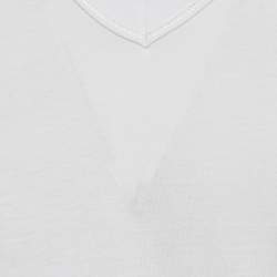 Pre Owned Dolce & Gabbana White Logo Applique Jersey V-Neck T-Shirt 5XL