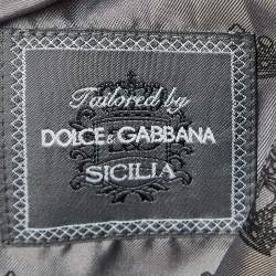 Pre Owned Dolce & Gabbana Grey Crystal Embellished Wool Blazer L
