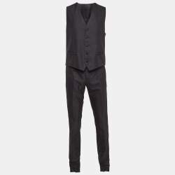 Dolce & Gabbana Black Wool Blend Tailored Wool 3 Pc Suit Set L