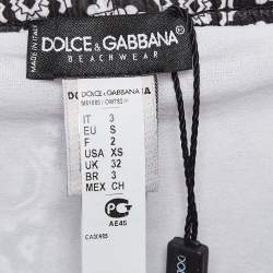Pre Owned Dolce & Gabbana Beachwear Black Printed Synthetic Boxer Shorts S