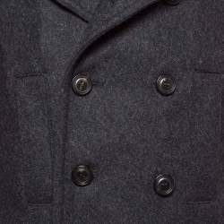 Dolce & Gabbana Grey Wool Blend Quilted Back Coat M