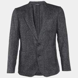 Pre Owned Dolce & Gabbana Black Wool Tweed Single Breasted Blazer S