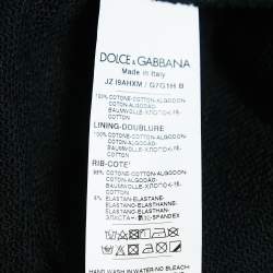 Pre Owned Dolce & Gabbana Black/Gold Logo Print Cotton Knit Hoodie M