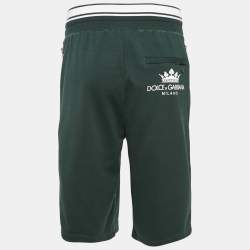 Pre Owned Dolce & Gabbana Green Cotton Knit Drawstring Shorts M