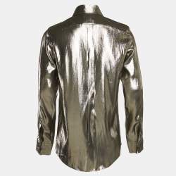 Dolce & Gabbana Gold Metallic Lamé Long Sleeve Shirt M