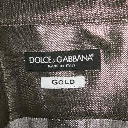 Dolce & Gabbana Gold Metallic Lamé Long Sleeve Shirt M