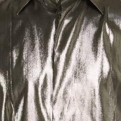Dolce & Gabbana Gold Metallic Lamé Long Sleeve Shirt M