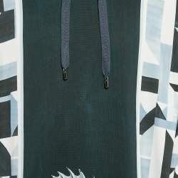 Dolce & Gabbana Blue Geometric Print Cotton Panel Hoodie L 
