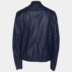 Dolce & Gabbana Blue Leather Jacket XL