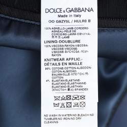 Dolce & Gabbana Blue Leather Jacket XL