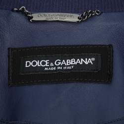 Dolce & Gabbana Blue Leather Jacket XL