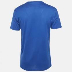 Dolce & Gabbana Royal Blue Cotton Logo Plaque Crew Neck T-Shirt L