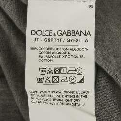 Dolce & Gabbana Grey Cotton Logo Plaque Crew Neck T-Shirt L