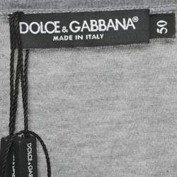 Dolce & Gabbana Grey Cotton Logo Plaque Crew Neck T-Shirt L