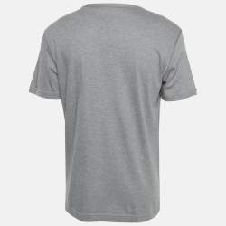 Dolce & Gabbana Grey Cotton Logo Plaque Crew Neck T-Shirt L