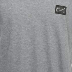 Dolce & Gabbana Grey Cotton Logo Plaque Crew Neck T-Shirt L