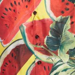 Pre Owned Dolce & Gabbana Multicolor Watermelon Print Silk Hawaiian Shirt S