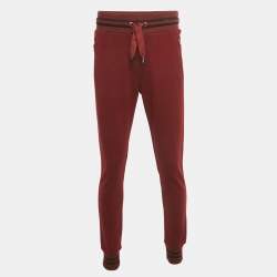 Pre Owned Dolce & Gabbana Red Cotton Knit Jogger Pants S