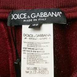 Pre Owned Dolce & Gabbana Red Cotton Knit Jogger Pants S