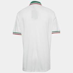 Pre Owned Dolce & Gabbana White Logo Embroidered Pique Polo T-Shirt XXL