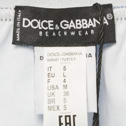 Pre Owned Dolce & Gabbana Blue Logo Waistband Detail Nylon Swim Shorts L