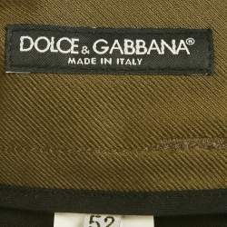 Pre Owned Dolce & Gabbana Olive Green Logo Print Cotton Blend Cargo Pants XL