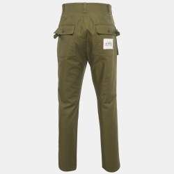 Pre Owned Dolce & Gabbana Olive Green Logo Print Cotton Blend Cargo Pants XL