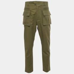 مملوكة مسبقًا Dolce & Gabbana Olive Green Logo Print Cotton Blend Cargo Pants XL