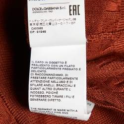 Pre Owned Dolce & Gabbana Brick Brown DG Silk Knit Polo T-Shirt L