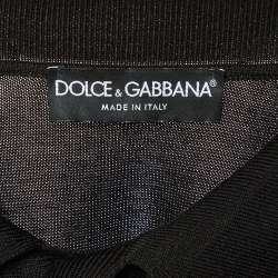 مملوكة مسبقًا قميص دولتشي أند غابانا حرير مطبوع أسود وحبك بأكمام قصيرة مقاس متوسط (ميديوم)