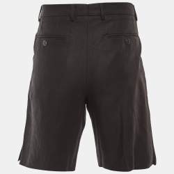 Pre Owned Dolce & Gabbana Black Linen Pleated Bermuda Shorts M