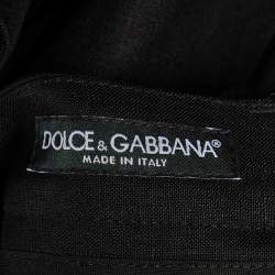 Pre Owned Dolce & Gabbana Black Linen Pleated Bermuda Shorts M