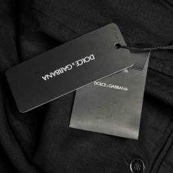 Pre Owned Dolce & Gabbana Black Linen Pleated Bermuda Shorts M