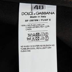 مملوكة مسبقًا Dolce & Gabbana Brown Linen Logo Detail Bermuda Shorts M