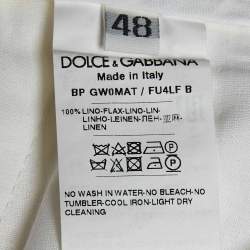 Pre Owned Dolce & Gabbana Off White Linen Bermuda Shorts M