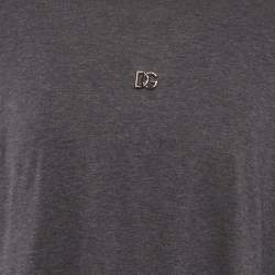 Pre Owned Dolce & Gabbana Grey Jersey DG Detail T-Shirt 4XL