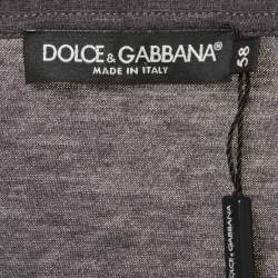 Pre Owned Dolce & Gabbana Grey Jersey DG Detail T-Shirt 4XL