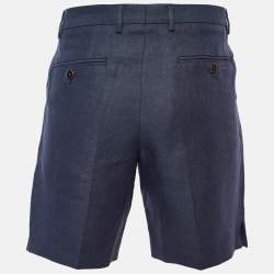 مملوكة مسبقًا Dolce & Gabbana Navy Blue Linen Bermuda Shorts M/Waist 34"