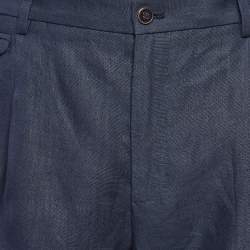 مملوكة مسبقًا Dolce & Gabbana Navy Blue Linen Bermuda Shorts M/Waist 34"