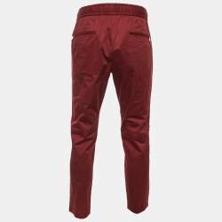مملوكة مسبقًا Dolce & Gabbana Maroon Cotton Elasticised Waist Trousers M