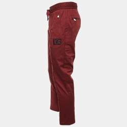 مملوكة مسبقًا Dolce & Gabbana Maroon Cotton Elasticised Waist Trousers M