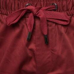 مملوكة مسبقًا Dolce & Gabbana Maroon Cotton Elasticised Waist Trousers M
